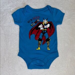 (3 for $10) marvel Blue Superhero Baby Onesie bodysuit